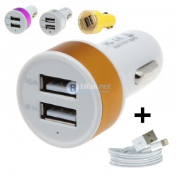Комплект зарядно за запалка на кола с два USB порта и USB кабел за iPhone