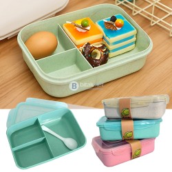 Кутия за храна с 3 отделения и лъжичка кутия за обяд с прегради Lunch box
