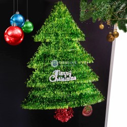 Голяма и обемна коледна елха от гирлянд с надпис Merry Christmas 55см